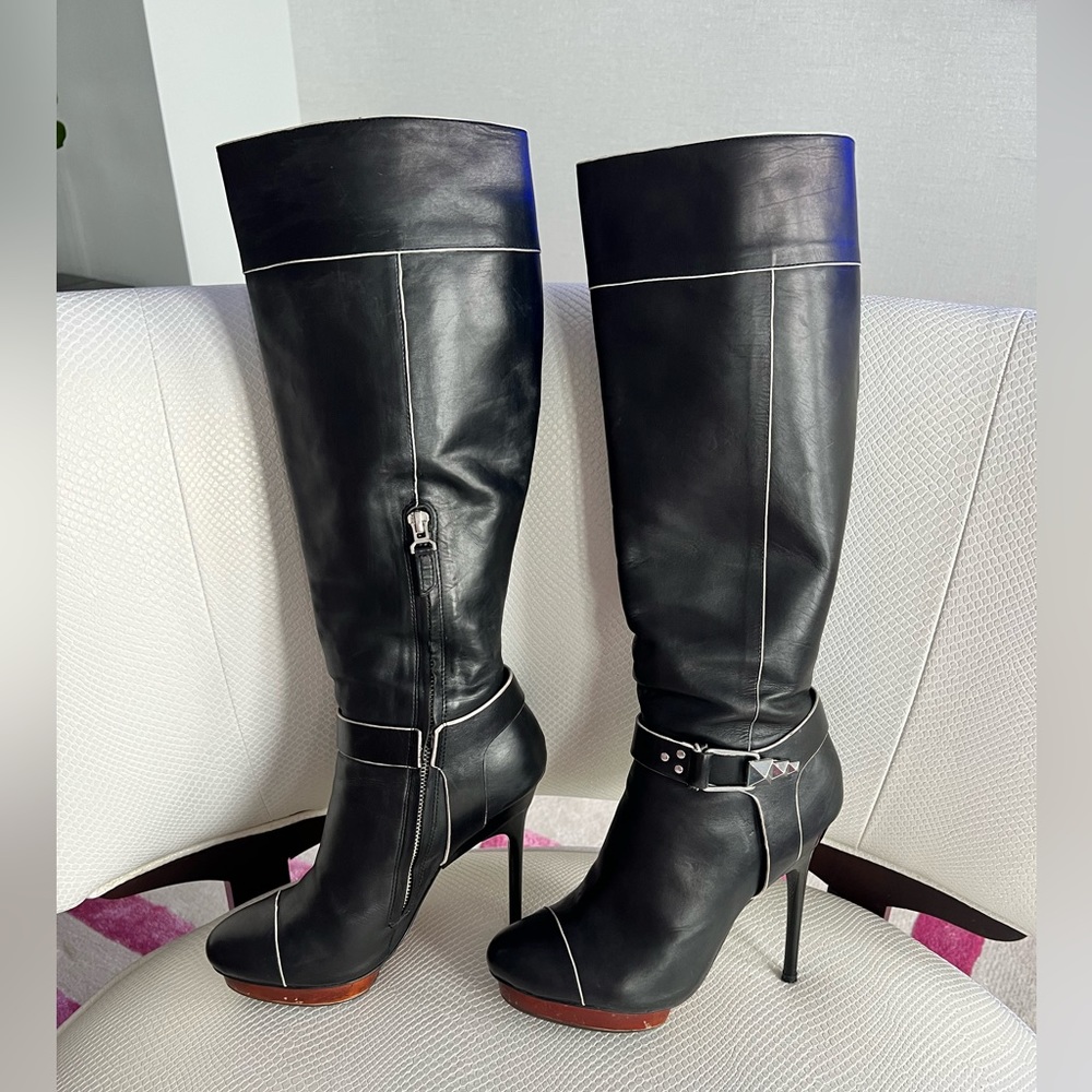 Badgley Mischka sexy black calf leather boots - Picture 7 of 15